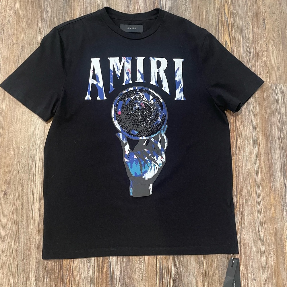 AMIRI Black and Blue Graphic Tee